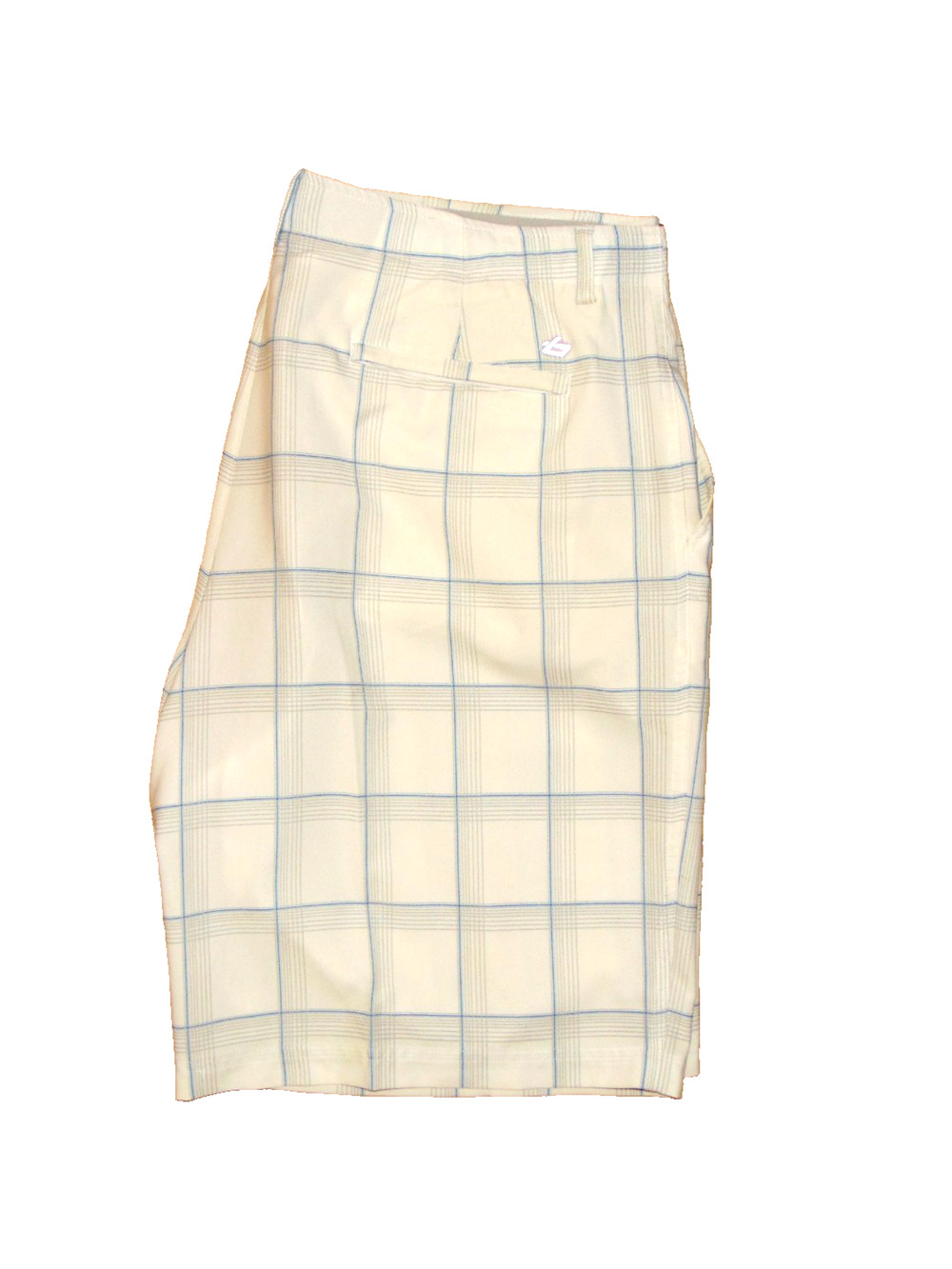 Bollé Golf B-Tech Performance Plaid Shorts Men Sz 40 White Blue Flat Front